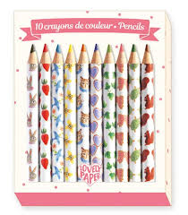 10 Aiko Mini Coloured Pencils Lovely Paper Djeco