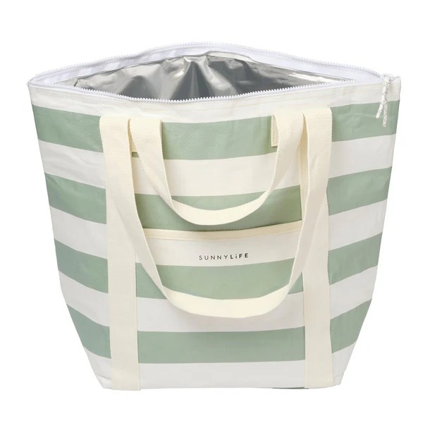 Light Cooler Tote La Palma Sage Stripe Sunnylife