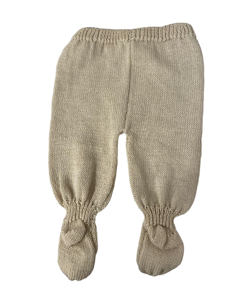 Set batita y pelele tejido Margaritas beige con flor blanca 