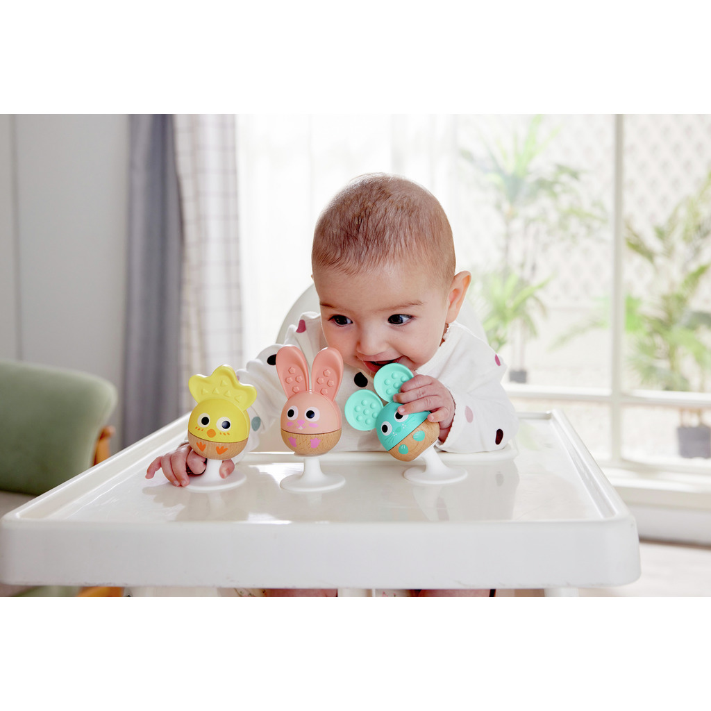 Set 3 Sonajeros Mordillo Ventosa - Granja pastel Hape