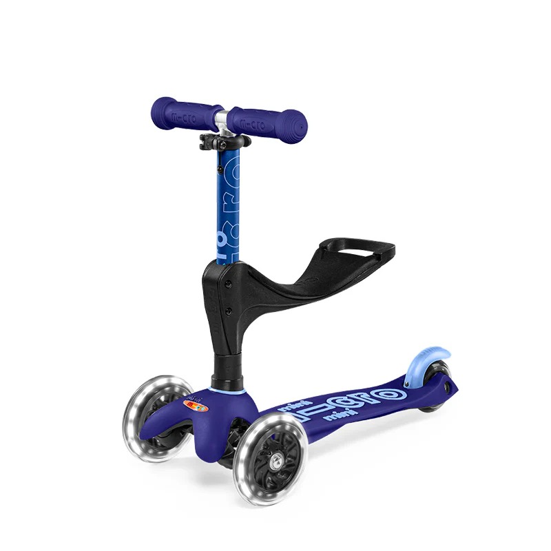 Monopatin 3 En 1 Deluxe LED MMD145 - Azul Micro