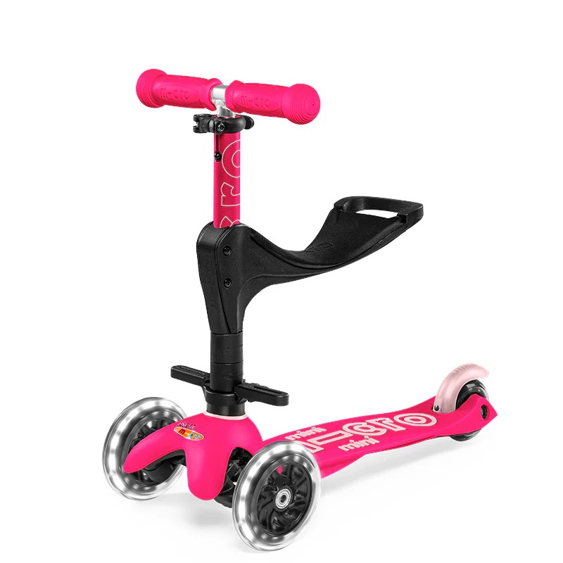 Monopatin 3 En 1 Deluxe LED MMD146 - Rosa Micro