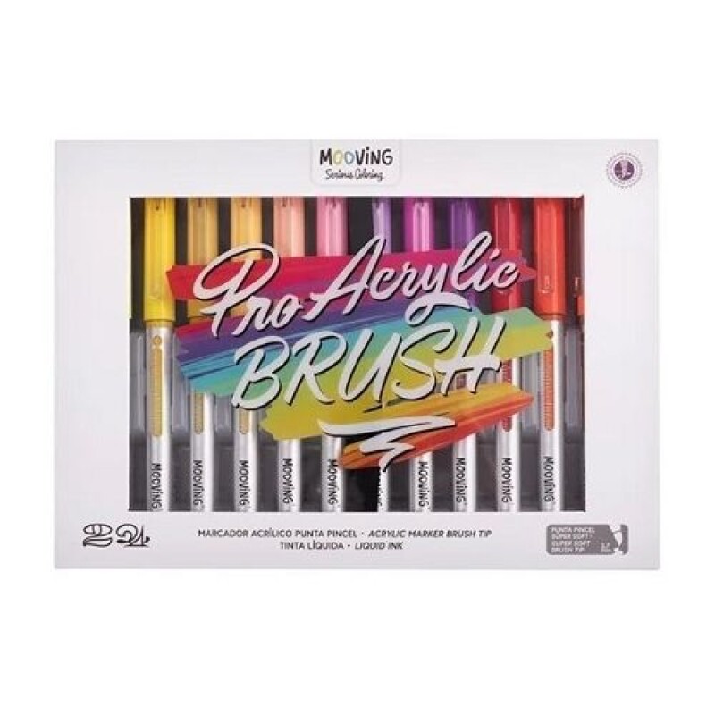 Marcadores Acrilicos Punta Pincel x24 Mooving