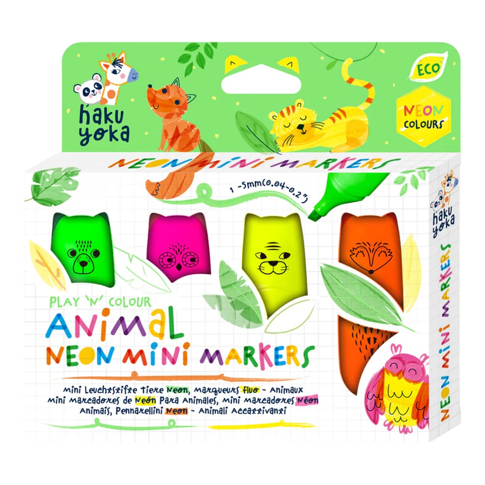 Pack 4 Marcadores Neon Animales  Haku Yoka