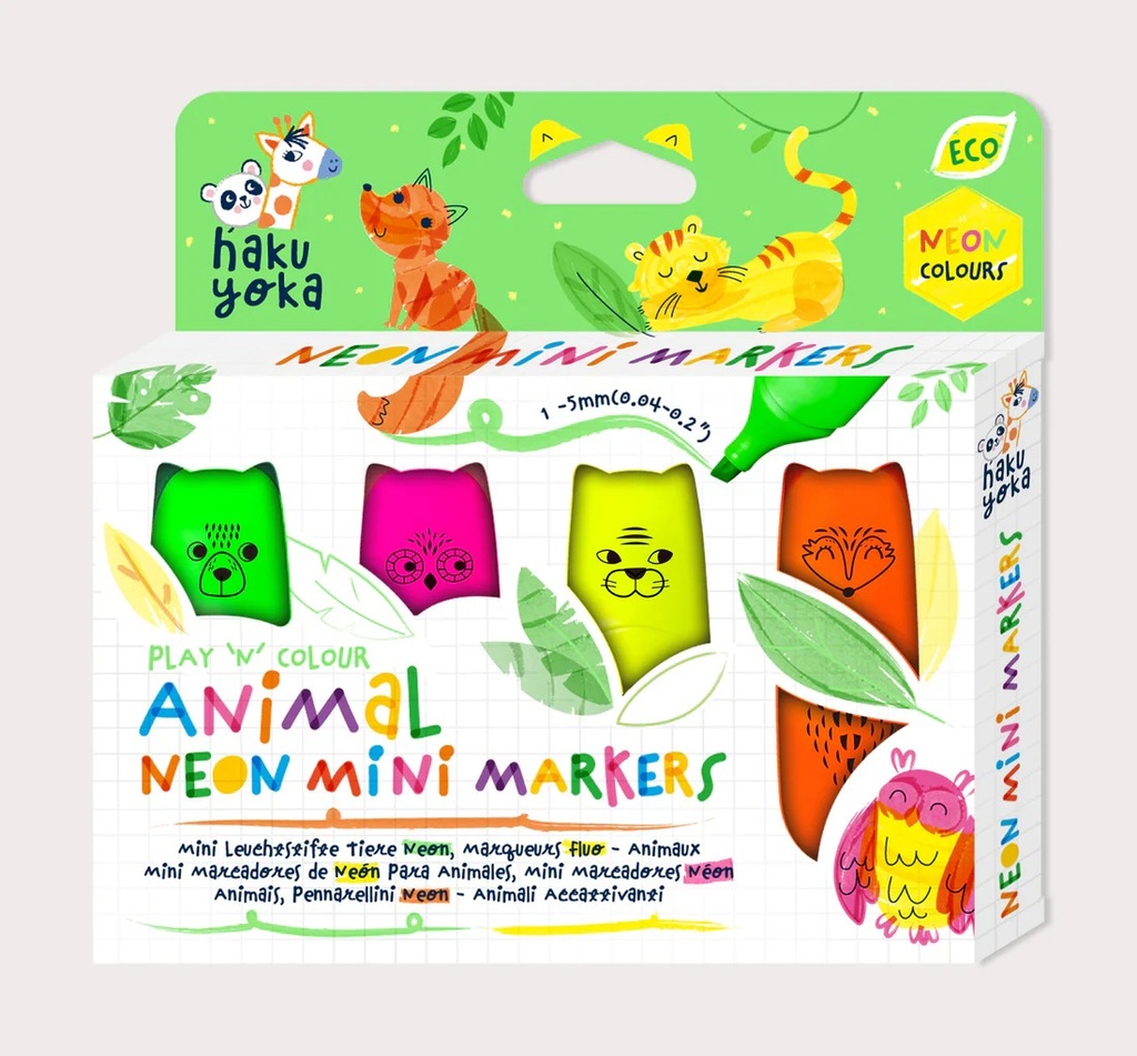 Pack 4 Marcadores Neon Animales  Haku Yoka