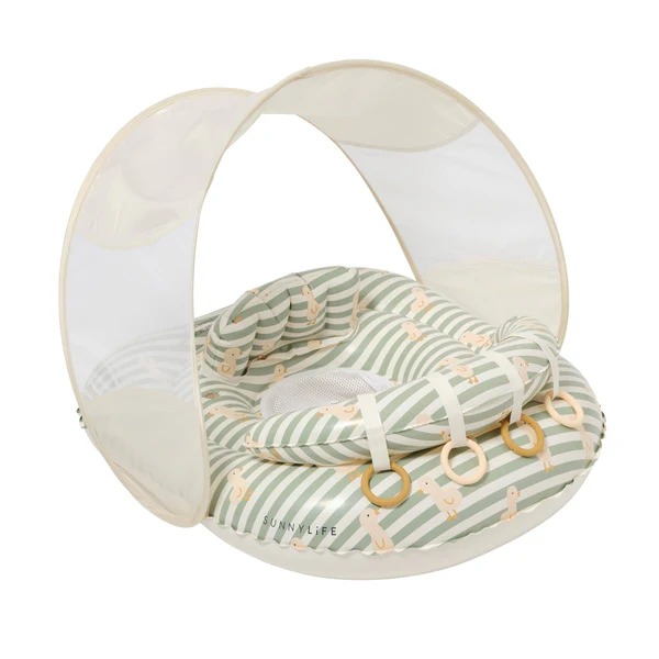 Interactive Baby Float Duck Sage Stripe Sunnylife