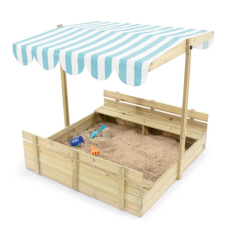 Wooden Sandpit With Canopy - Natural Plum