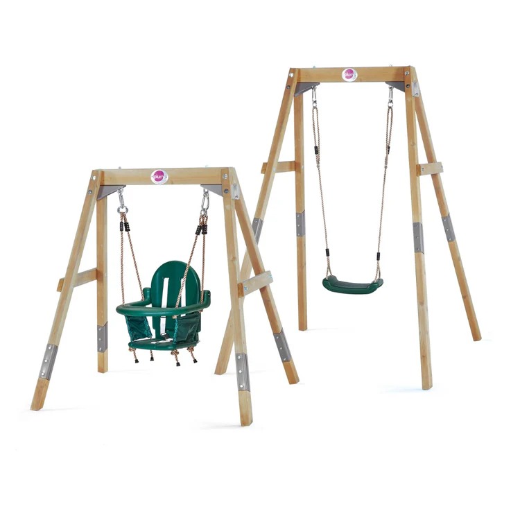 2-In-1 Wooden Single Swing Set Plum