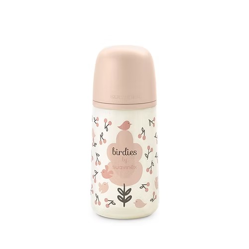 Biberón 270Ml Fisio. 3-6M Flujo M - Birdies Rosa Suavinex