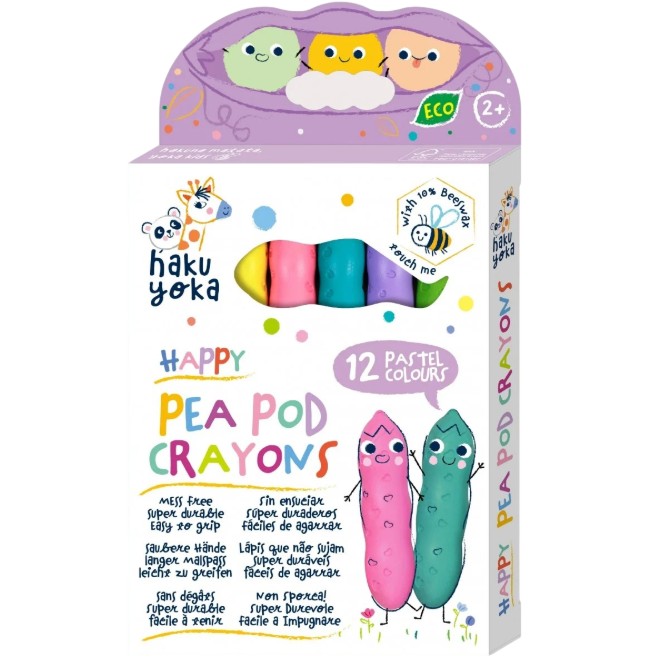12 Crayones Pasteles - Happy Pea Pod Haku Yoka
