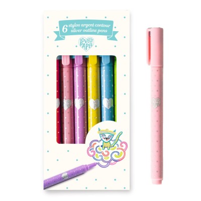 [DD03798] 6 Silver Outline Pens Djeco