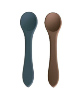 [608011944131] Cucharas x 2 silicona celeste y beige Storki