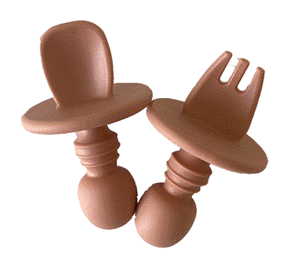 [608011944476] Cubiertos de aprendizaje silicona Rosado Storki