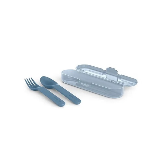 [8426420081009] Set Cuchara + Tenedor + Estuche +12M Azul Oscuro Suavinex