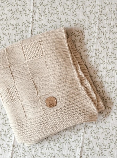 [NANSU31] Rebozo Damero tejido 100% algodon arena Nansu