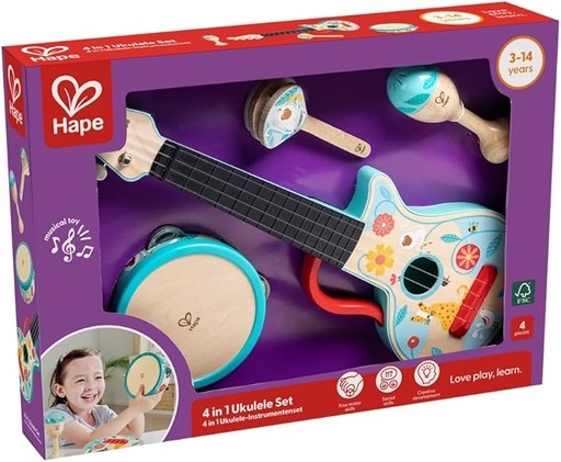 [6943478040304] Set Ukelele 4 piezas Hape