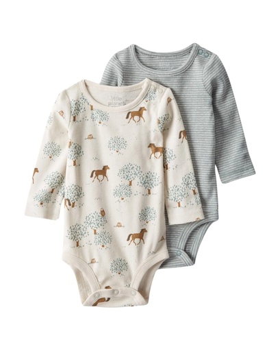 [195862610983] Pack 2 Bodies Ml Algodón Org Little Planet9M Carters