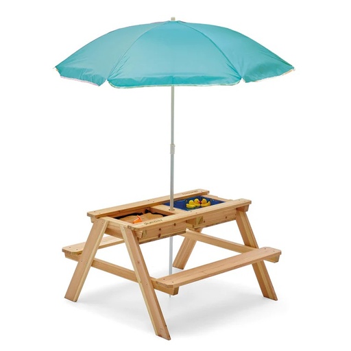 [119501C108] Surfside Wooden Sand &amp; Water Picnic Table w/parasol - Plum