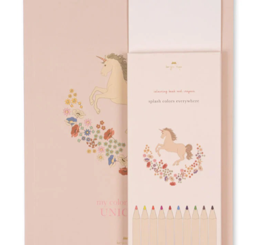 [KS101936-UN] Coloring Book And Crayons Unicorn Konges Slojd