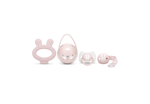 [8426420068611] Set Hygge +0M ( Chup + Clip + Mordillo + Portachup) Rosa Sil