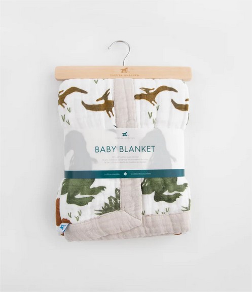 Cotton Muslin Baby Blanket - Dino Friends Little Unicorn