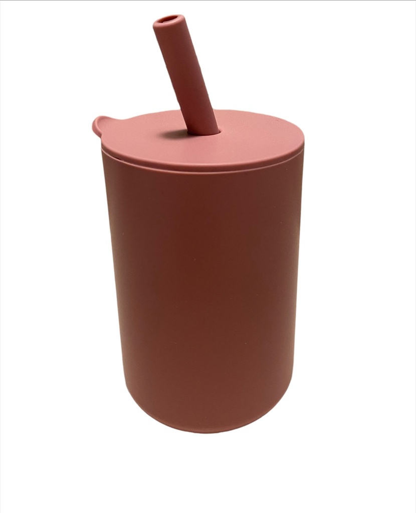 Vaso silicona con pajita Rosado Storki