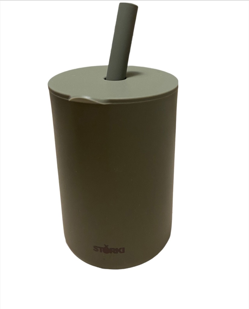 Vaso silicona con pajita Verde Storki