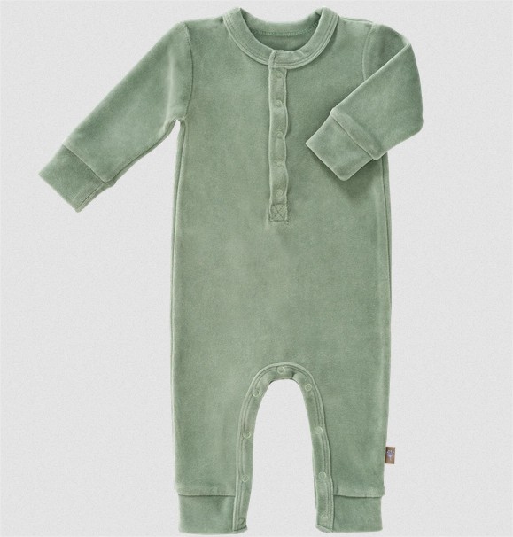 Pyjama velours no feet Forest green: 6-12 m  Fresk