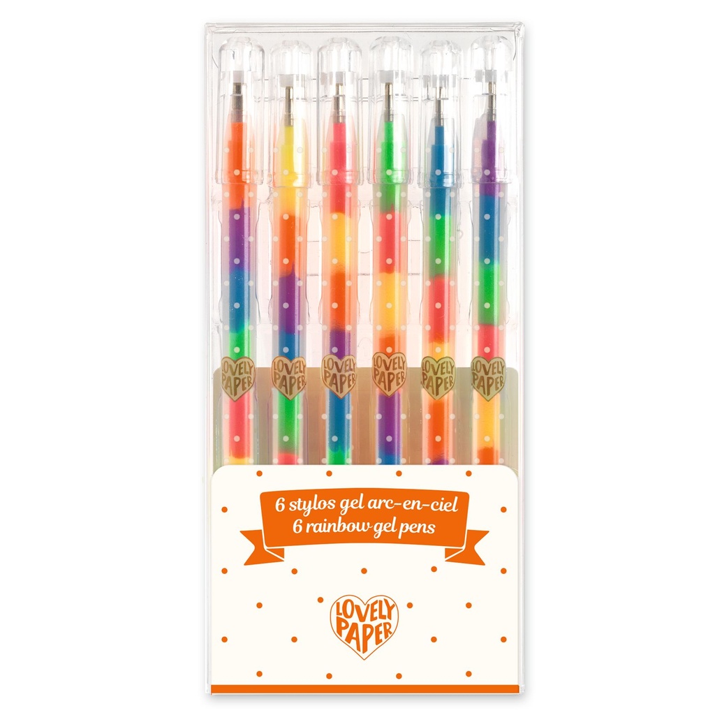 6 Rainbow Gel Pens Djeco