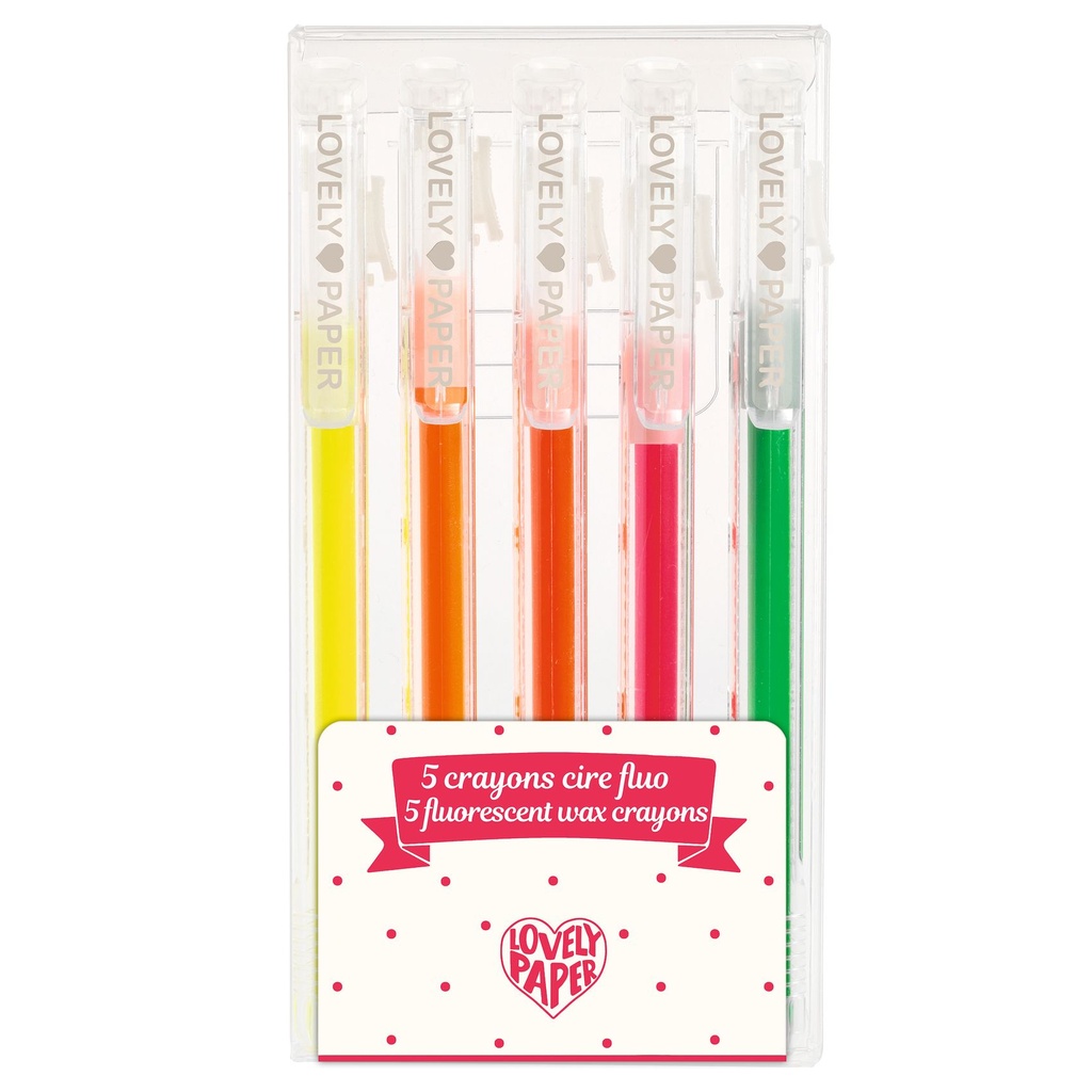 5 Fluorescent Wax Crayons Djeco