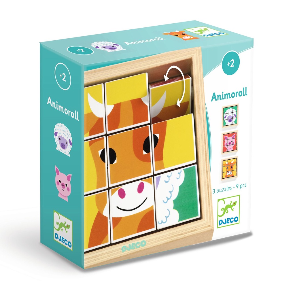 9 Wooden Blocs Puzzle - Animoroll - Fsc 100% Djeco