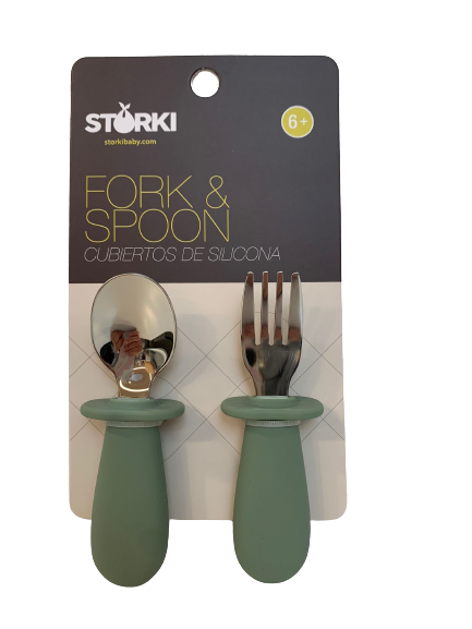 Pack Cuchara y Tenedor Acero Inoxidable Verde Storki