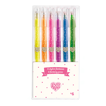 6 Neon gel pens Djeco