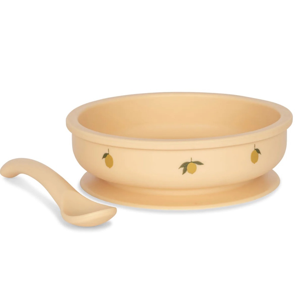 Bowl &amp; Spoon Silicone Set - Lemon Konges Sløjd Sløjd