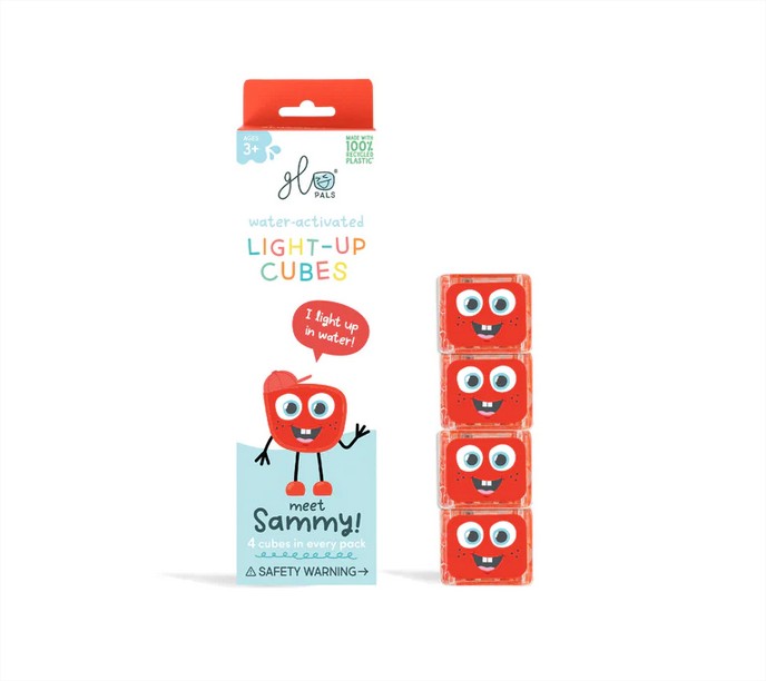 4 cubos Iluminados Act. por Agua - Rojo Glo Pals