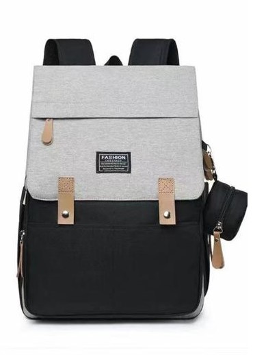 Mochila maternal impermeable blanco, negro y gris