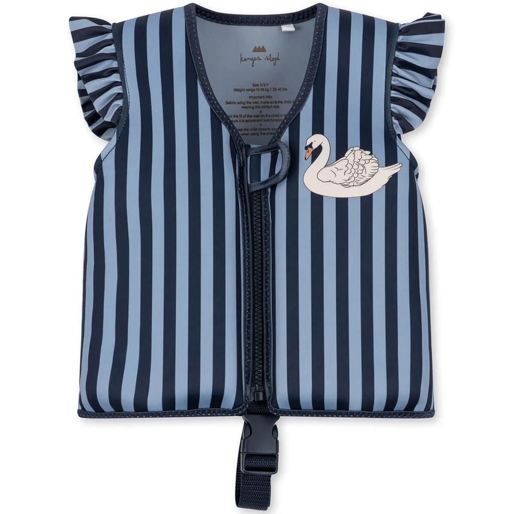 Neoprene Float Vest Frill Swan Stripe 2-3Y Konges Sløjd