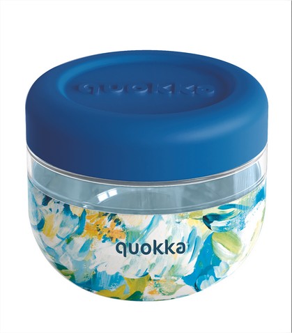 Recipiente transp. silic. Blue Peonies 500ml Quokka