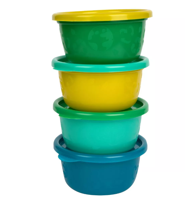 Set de 4 Bowls con tapas Greengrown verde 8oz First Years