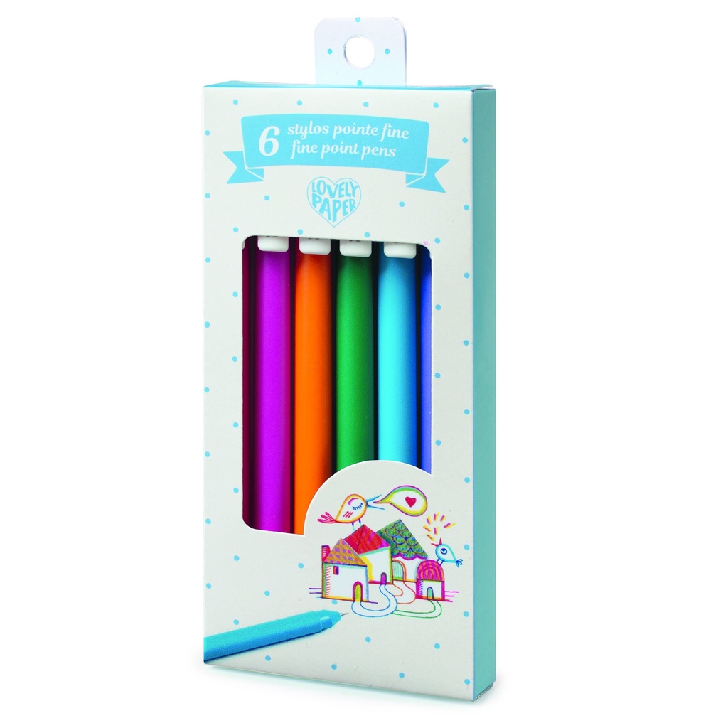 6 Gel Pens - Fine Point 0,7 Djeco