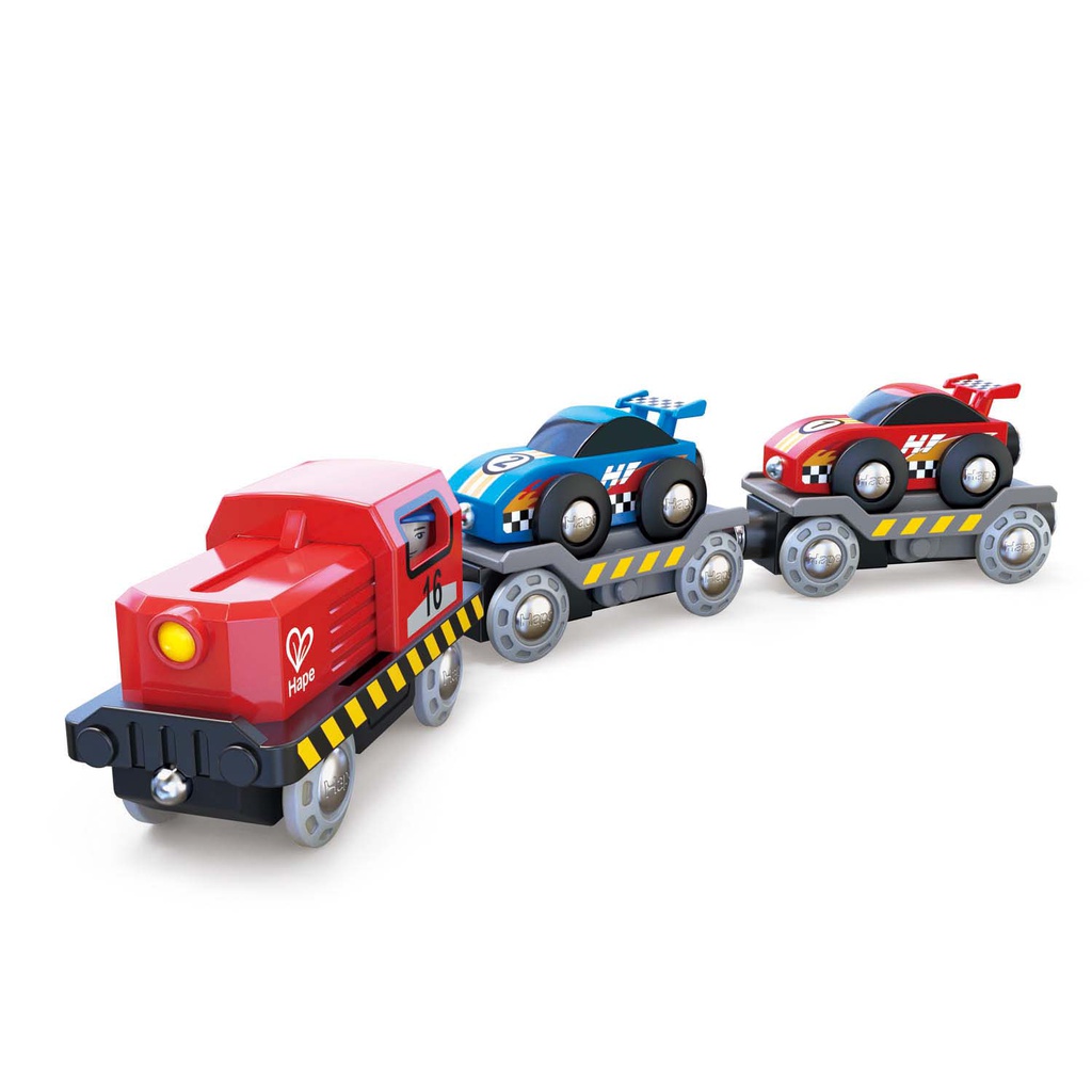 Tren Remolque Con 2 Autos De Carrera Hape