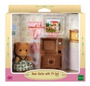 [5143] Bear Sister W/ Tv Set Sylvanian Families