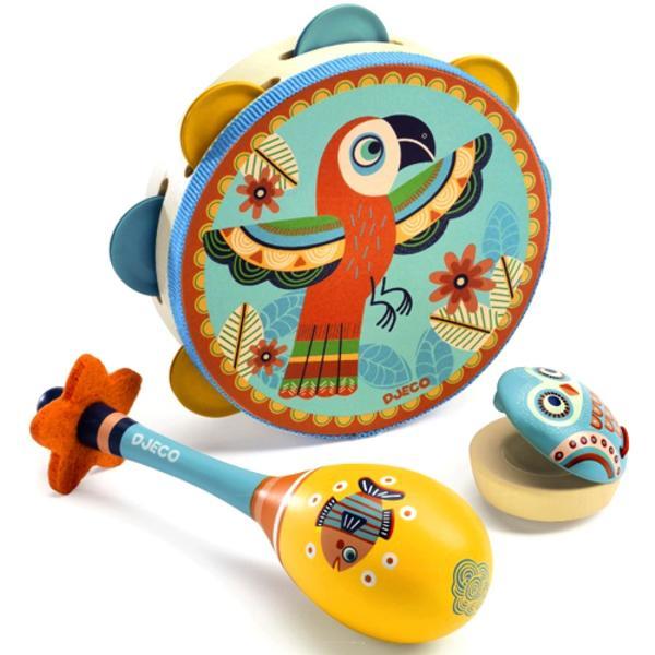 Set Of 3 Instruments: Tambourine, Maracas, Castanet Djeco