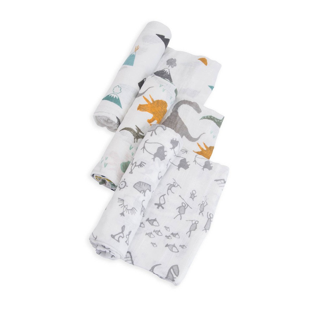 Cotton Muslin Swaddle 3 Pack-Dino Friends Set Little Unicorn