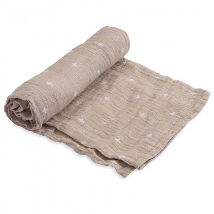 Cotton Muslin Swaddle x1 - Taupe cross Little Unicorn