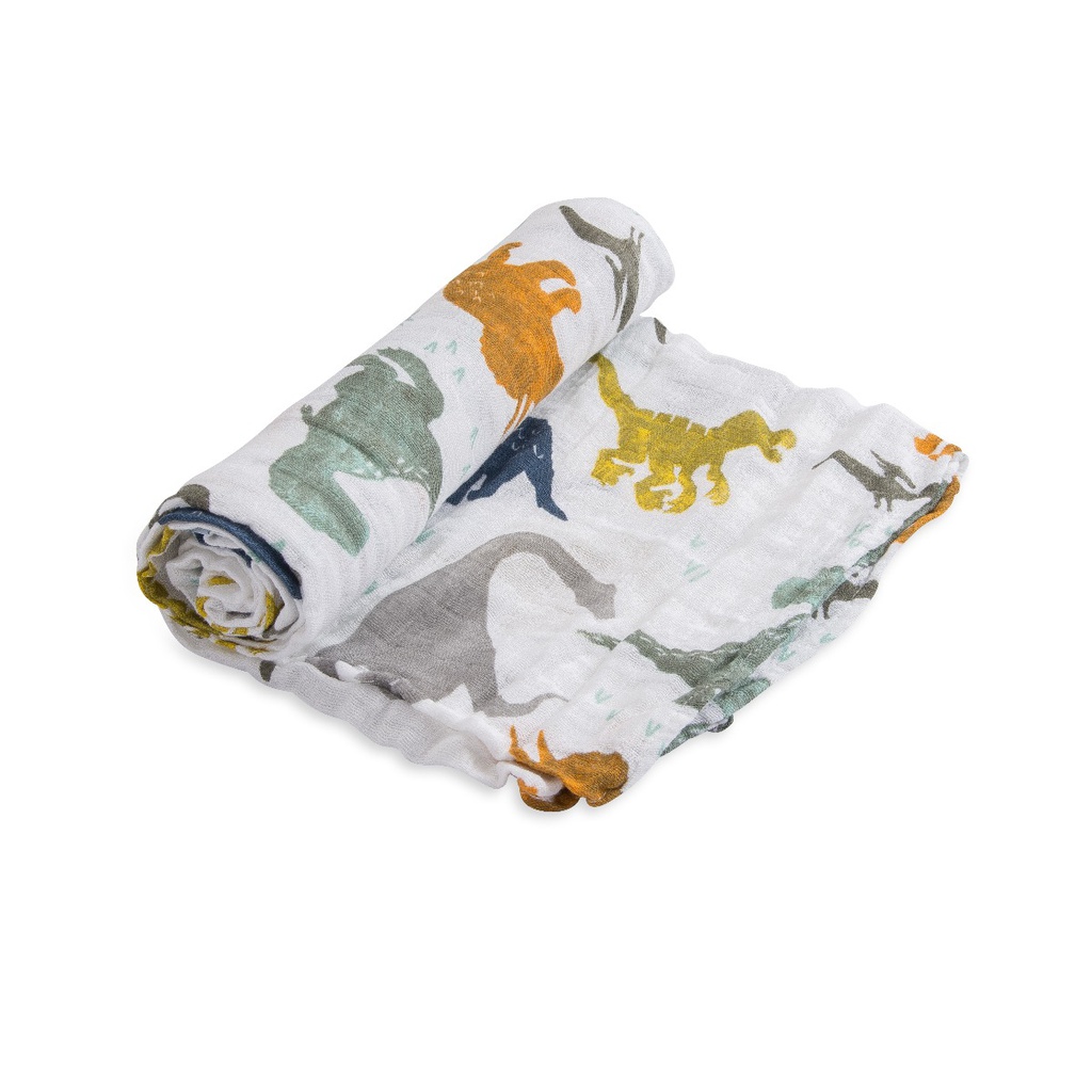 Cotton Muslin Swaddle Single - Dino Friends Little Unicorn