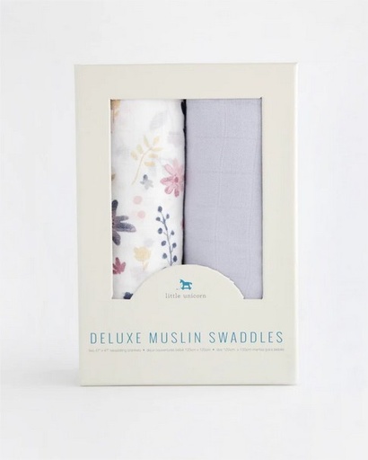 [UB0423] Deluxe Muslin Swaddle x2  - Fairy Garden Little Unicorn