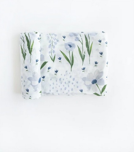 [UB0508] Deluxe Muslin Swaddle x1  - Blue windflower Little Unicorn