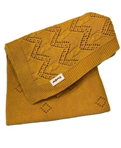 [MKB03-5] Rebozo tejido zigzag mostaza MOMA