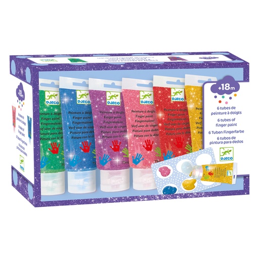 [DJ09017] 6 Tubes Of Finger Paint - Glitter Djeco